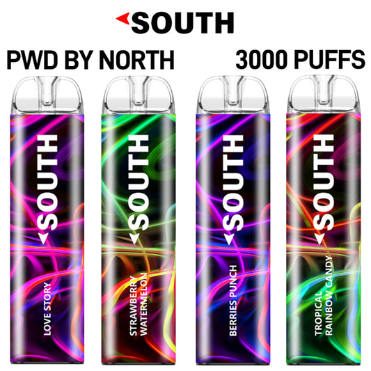 SOUTH POWERED BY NORTH 3000 PUFFS DISPOSABLE VAPE 10CT/DISPLAY